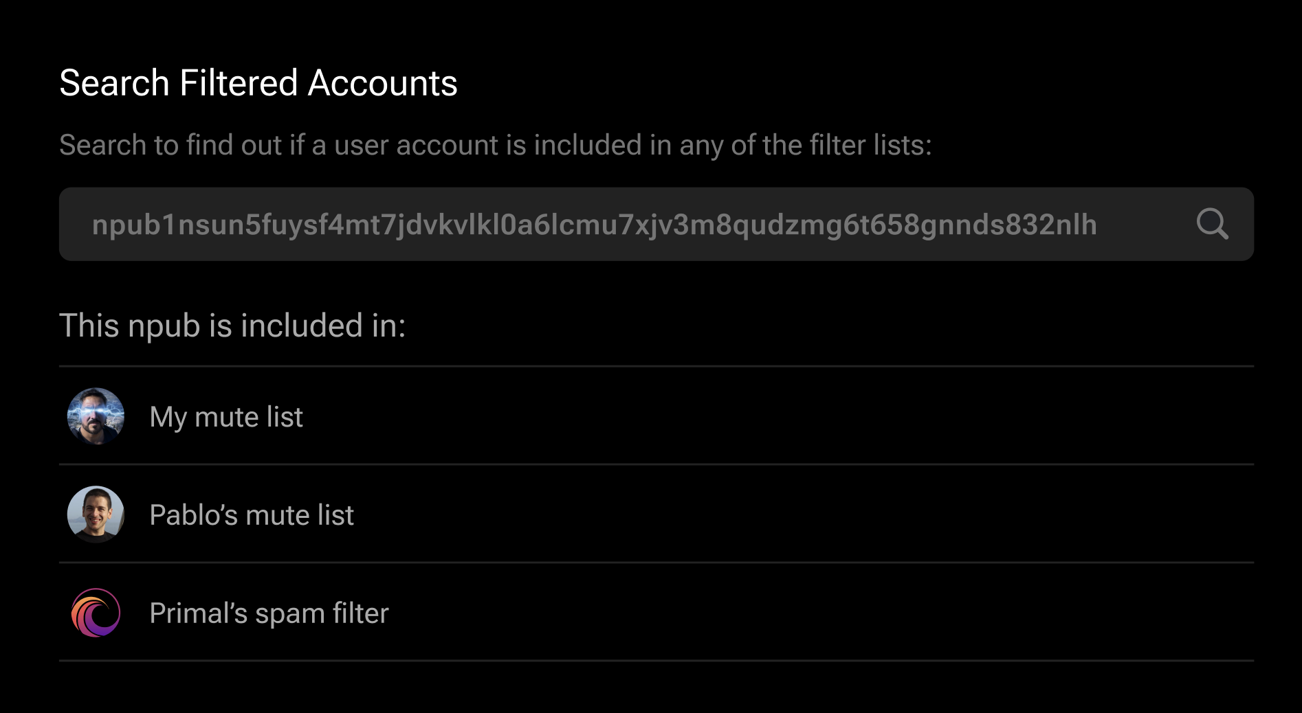 Search Filtered Accounts